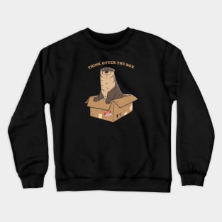 Think Otter the Box: Playful Otter Emerging from a Cardboard Bo Crewneck Sweatshirt